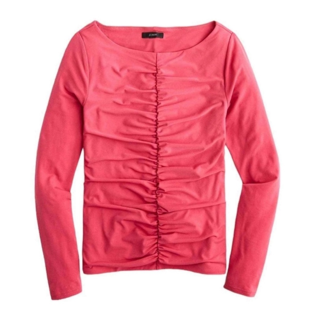 NWOT J. Crew Pink Ruched Stretchy Long Sleeve Top